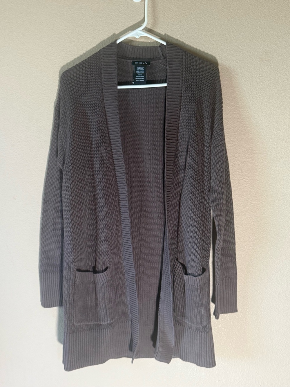 Max & Mia Open Front Chunky Ribbed Knit Cardigan Sweater with Pockets